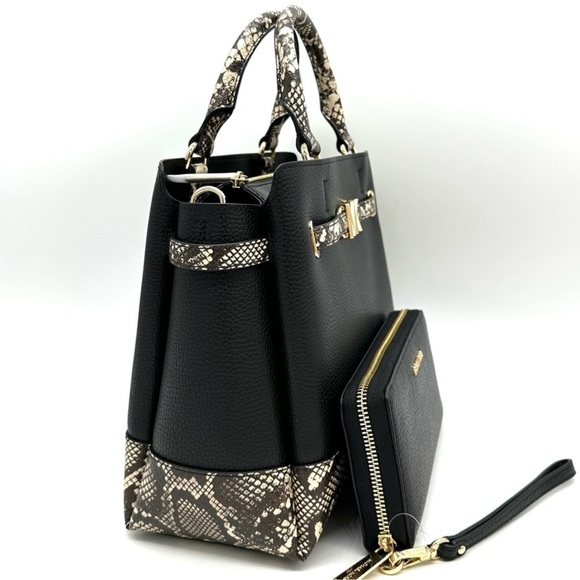 Michael Kors Large Reed Satchel Crossbody Bag & Large Continental Wallet Black - Picture 4 of 16